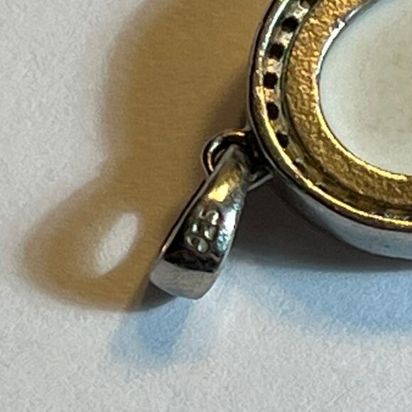 Sterling Silver 925 White Druzy Pendant with CZ Halo Sparkle Stone Jewelry Gift - Picture 3 of 7